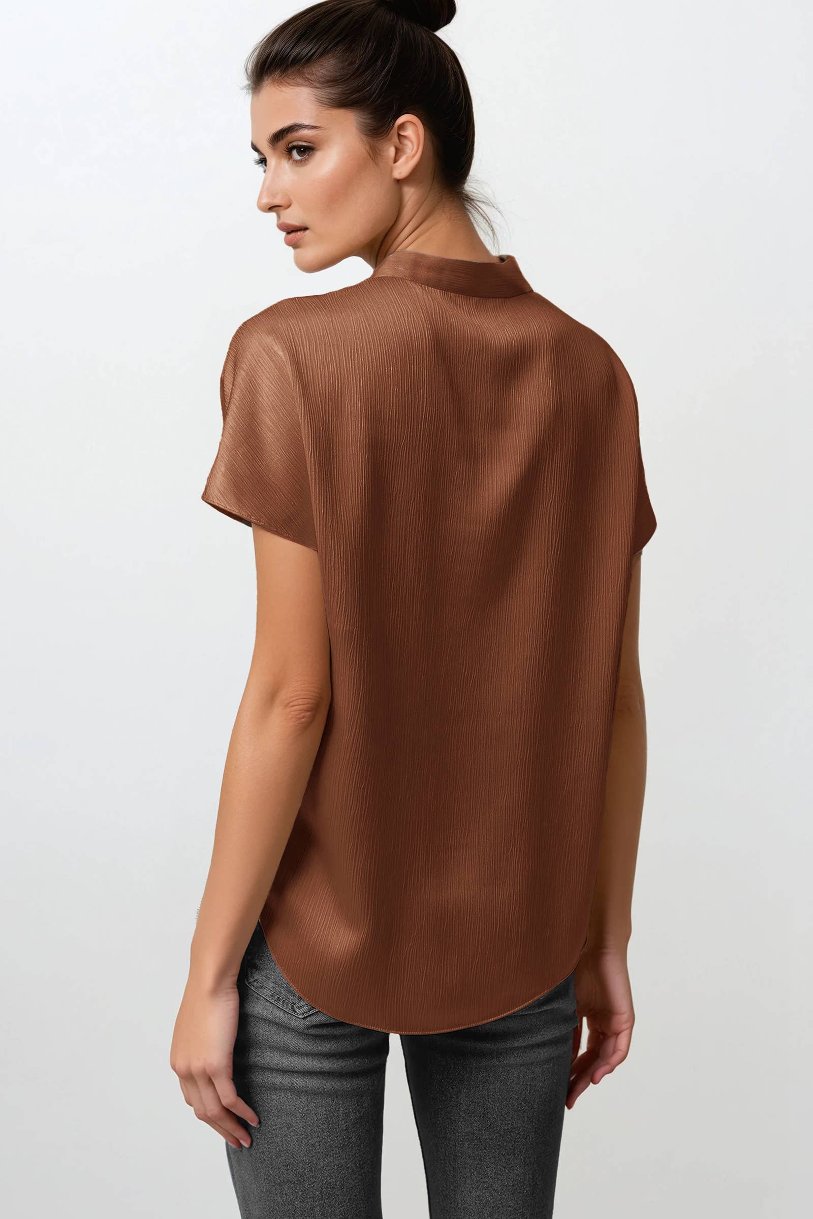 Naked Zebra – Engroshandel Bluse - Dame – Skjortebluse i rynket satin2