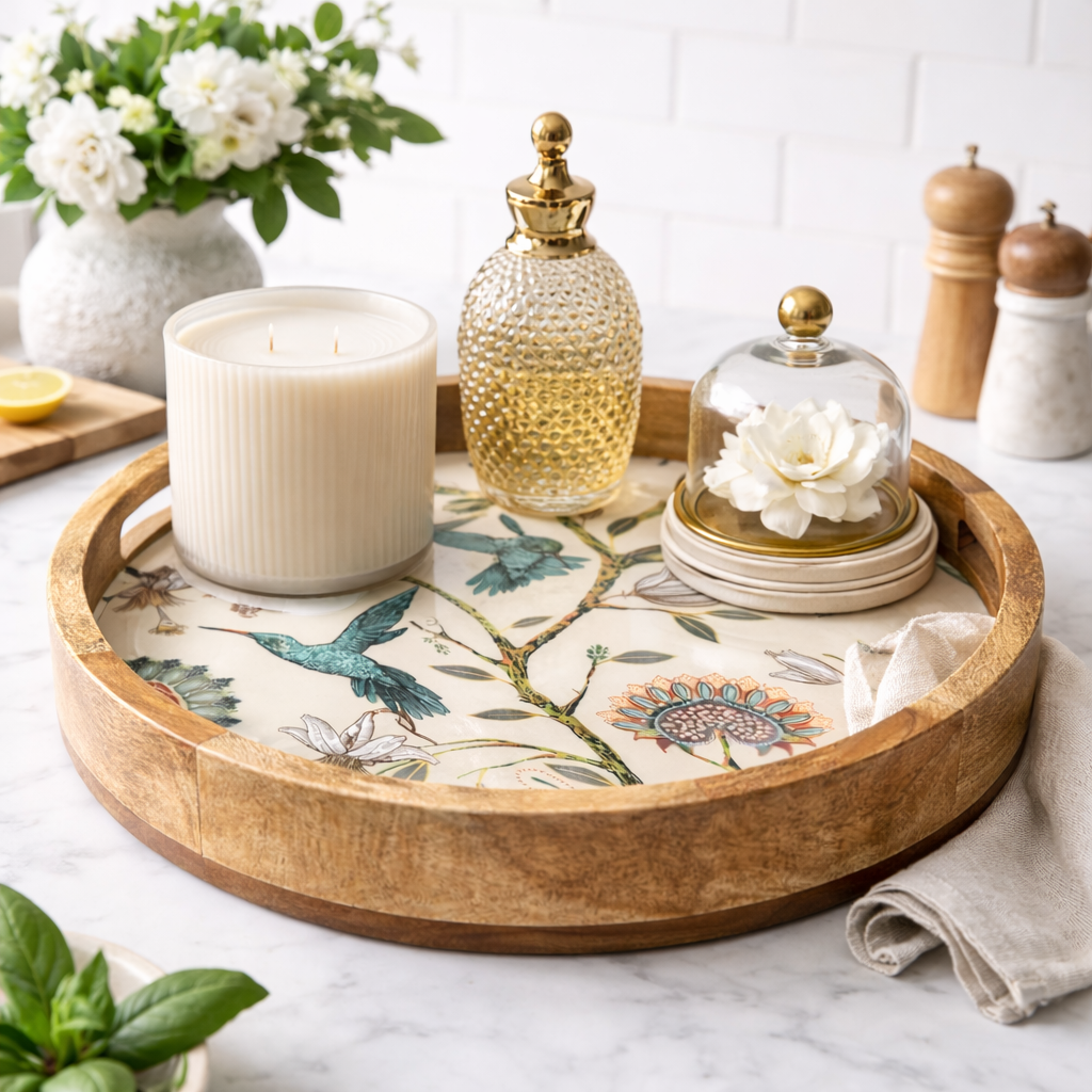 Bohozena - Wholesale Serving Tray - Hummingbird Mango Wood Tray, Home Decor, Gifts, charcuterie,3