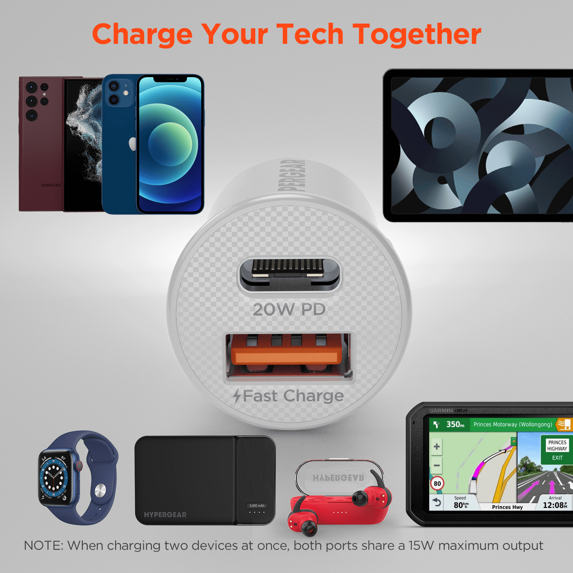 JupiterGear Home - Wholesale Portable Charger - HyperGear Mini 20W USB-C PD + 18W USB Fast Car Charger10