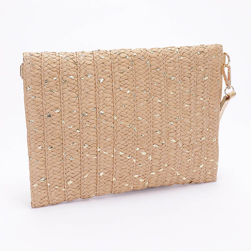 3AM BY H&D ACCESSORIES – wholesale Clutch bag – women's – Metallic Faux Straw Envelope Clutch2