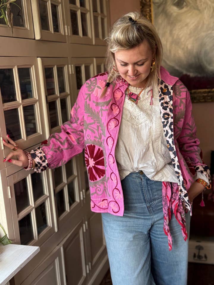 ToutVintage - Wholesale Jacket - Women's - Cotton embroidery jacket pink panther