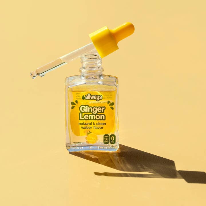 Allways Drops - Wholesale Flavored Syrup - Ginger Lemon Water Drops, Natural Flavor, 1 oz, 50 Servings3