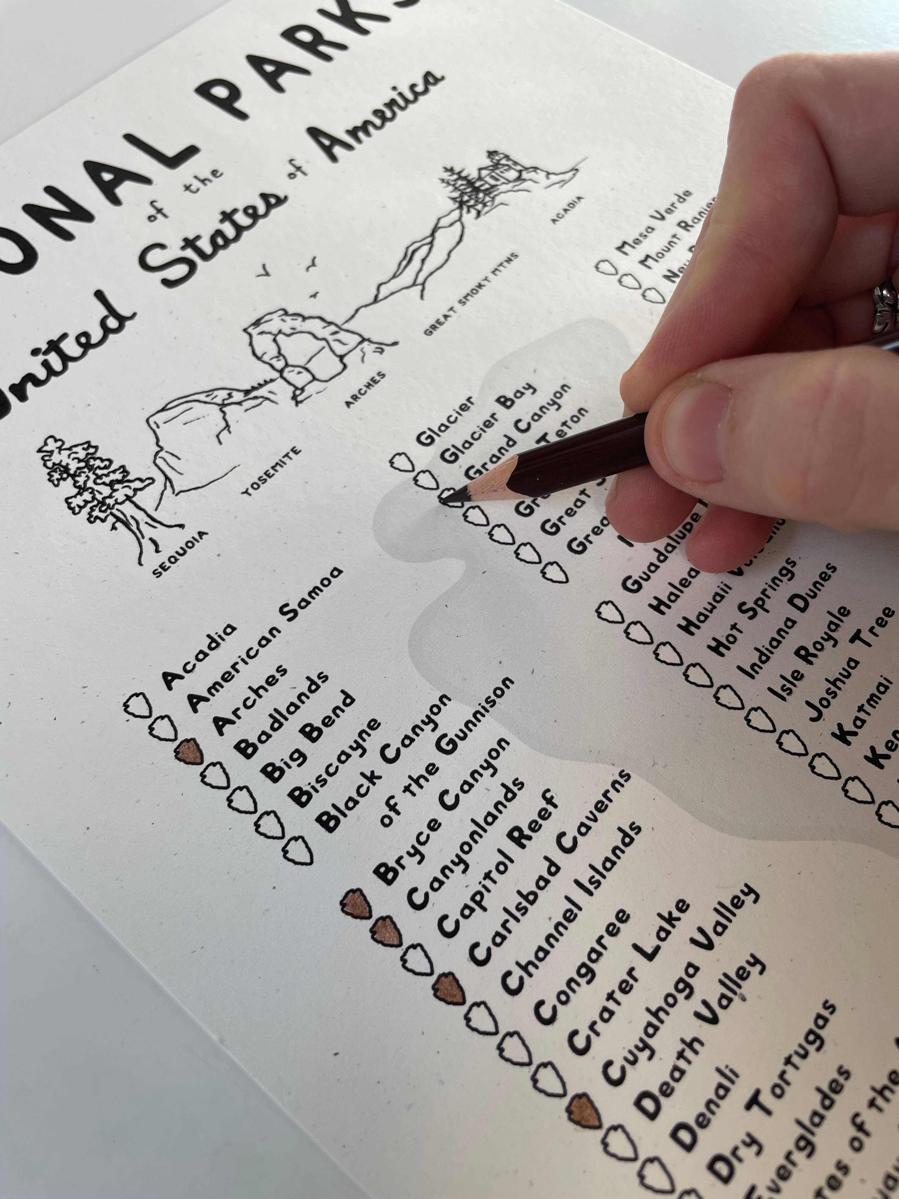 Dear Summit Supply Co - Wholesale Art Print - National Parks Checklist Print1