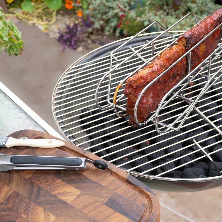 Fox Run Brands - Wholesale Outdoor Grill Tools - Outset XL Stainless Steel Rib Rack, 15.75” x 9.25” x 3.5”