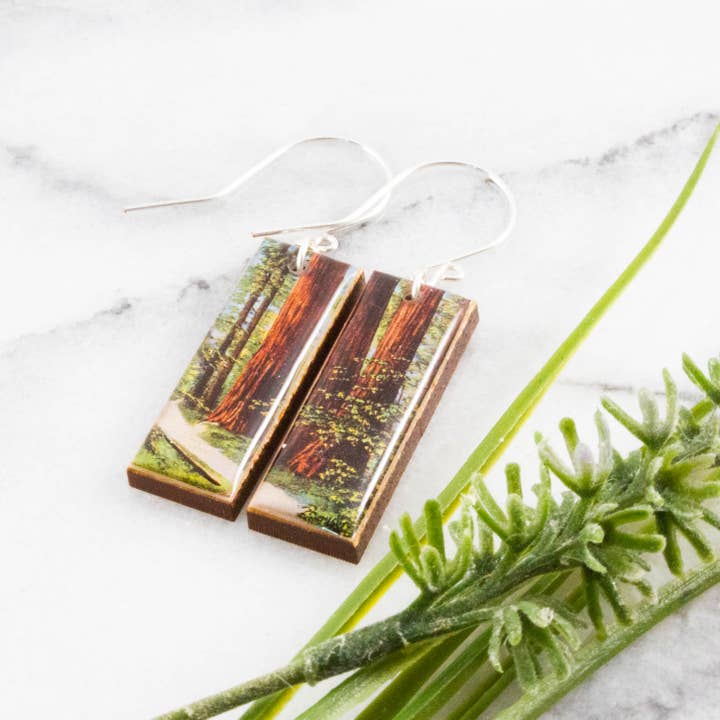 No Man's Land - Vendita all'ingrosso Orecchini pendenti - Orecchini vintage da cartolina del Parco Nazionale di Sequoia California1