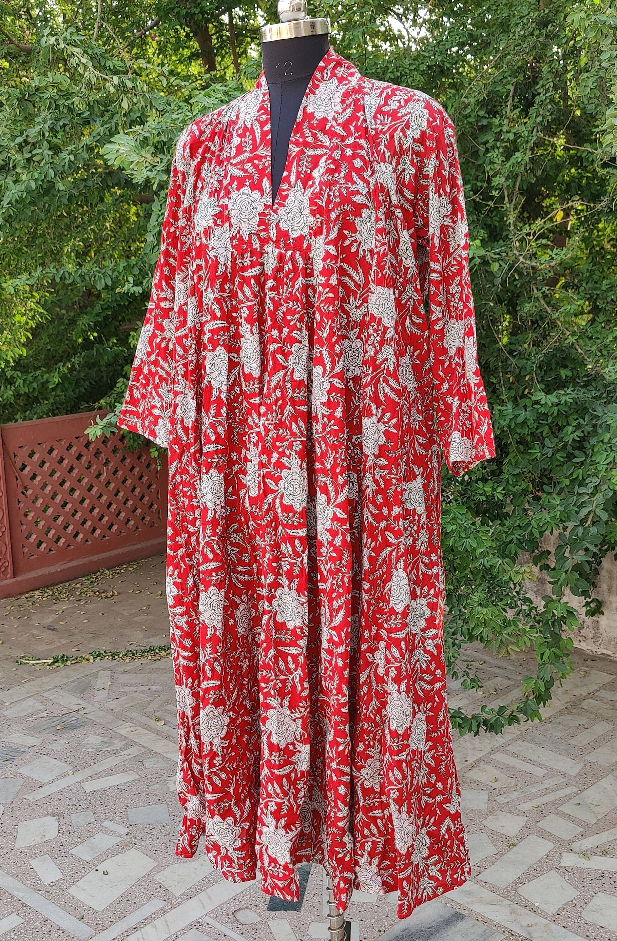 Bhawana Handicrafts - Wholesale Dress - Women's - Hand Block Print Floral Cotton Maxi Dress Indian Style4