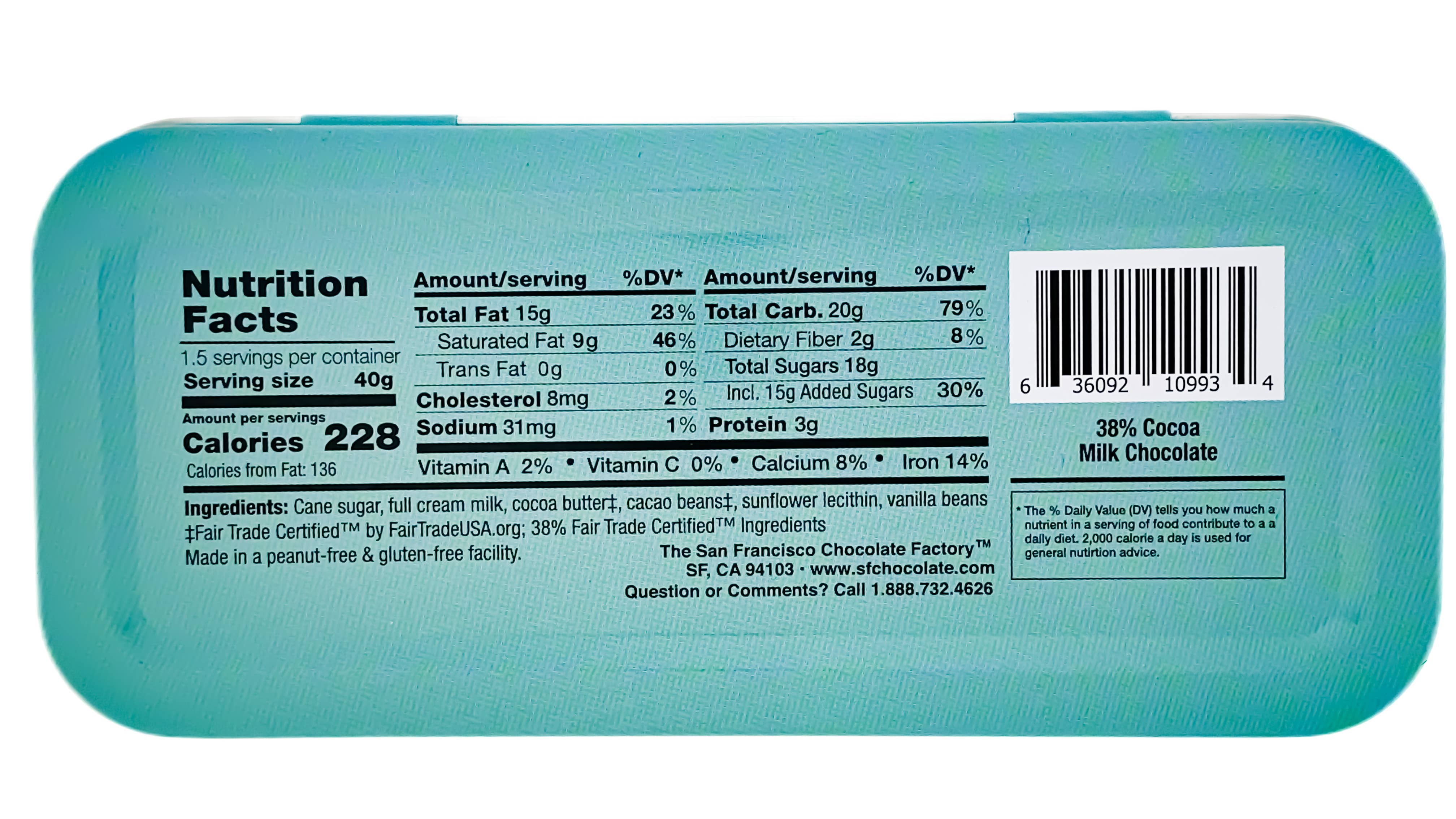 The San Francisco Chocolate Factory - Vente Barre chocolatée - Chocolat au lait avec carte de l'État de Californie - Boîte de 3 oz3