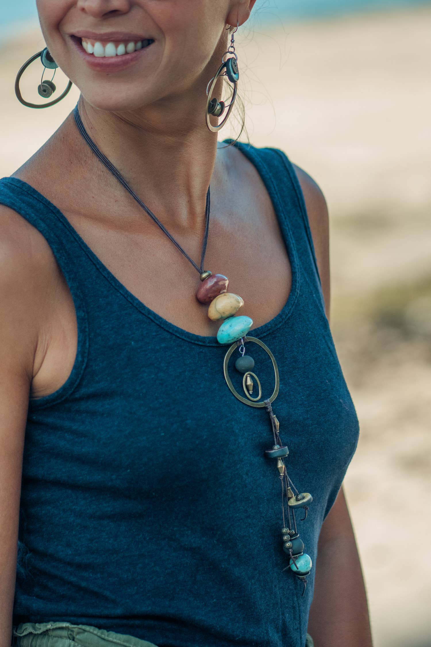 Raku - Vente Colliers à pendentif - COLLIER GALETS3