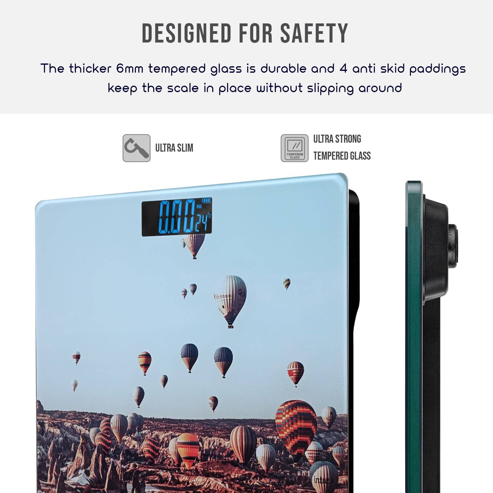 Ledsone – wholesale Scale – Printed Design Electronic Square Weighing Glass Top Weight Machine ~53845