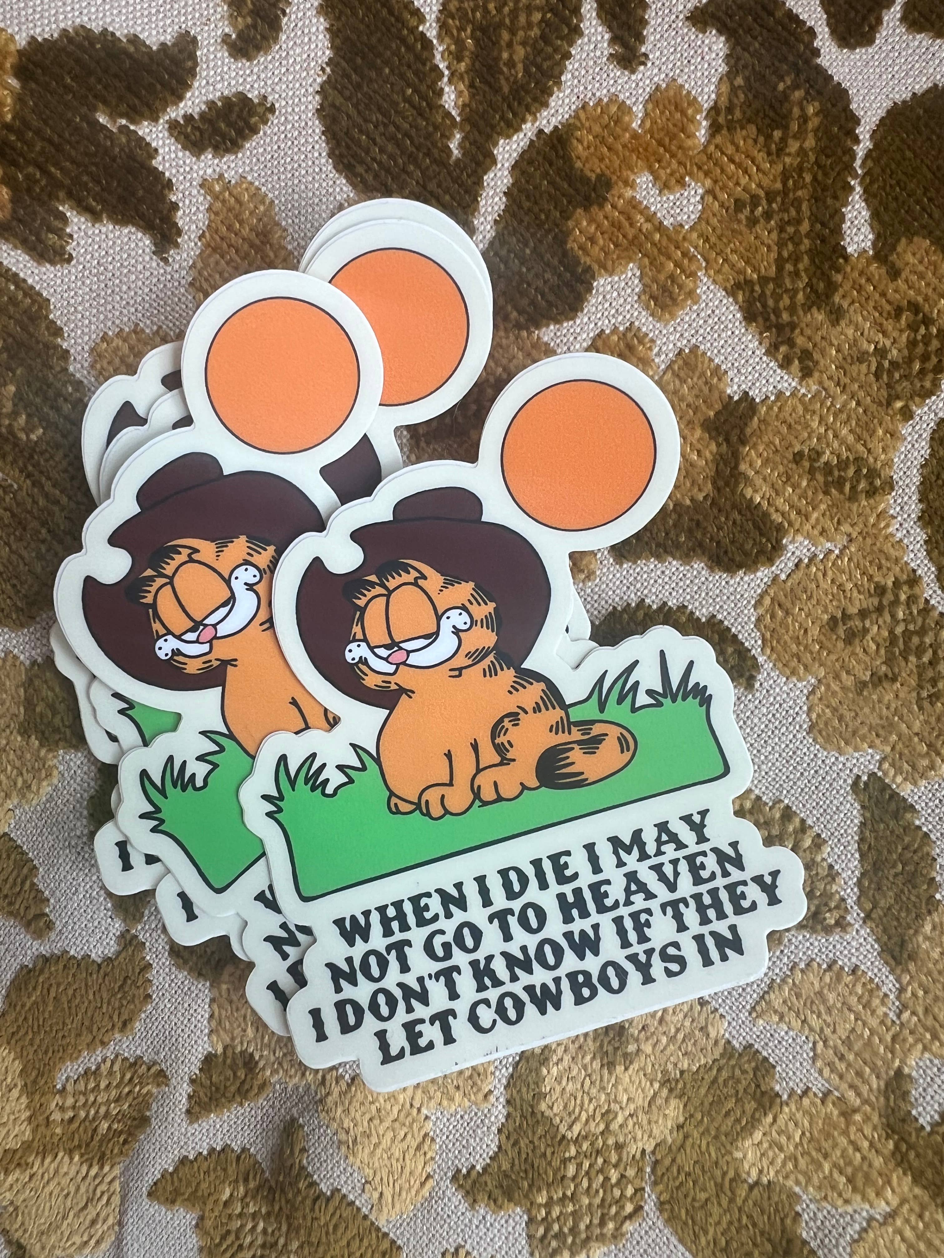 The Weeping Roses - Wholesale Sticker - Funny Cowboy Orange Cat Sticker With Saying4