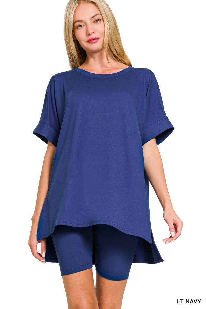 Vanilla Monkey - Wholesale Loungeset - Dames - Geborstelde Dty Microvezel R-hals Top Biker Shorts5