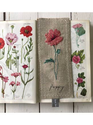 Poppy Flower Embroidered Bookmark for wholesale by Sarah Becvar Design