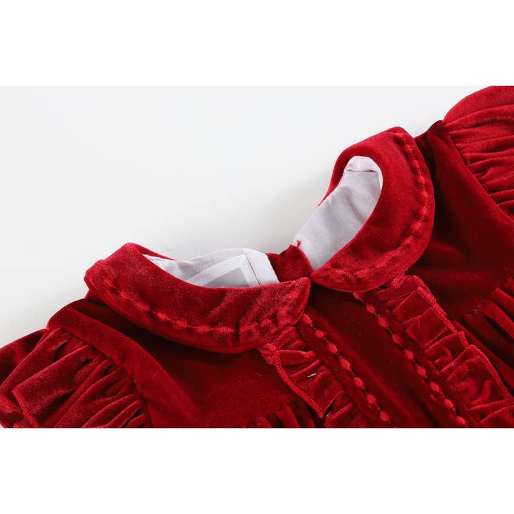 Lil Cactus - Wholesale Dress - Kids - Red Velvet Ruffle Dress