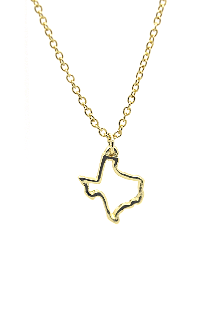 Lucky Feather - Wholesale Pendant/Charm Necklace - State Necklace - Gold - TEXAS1