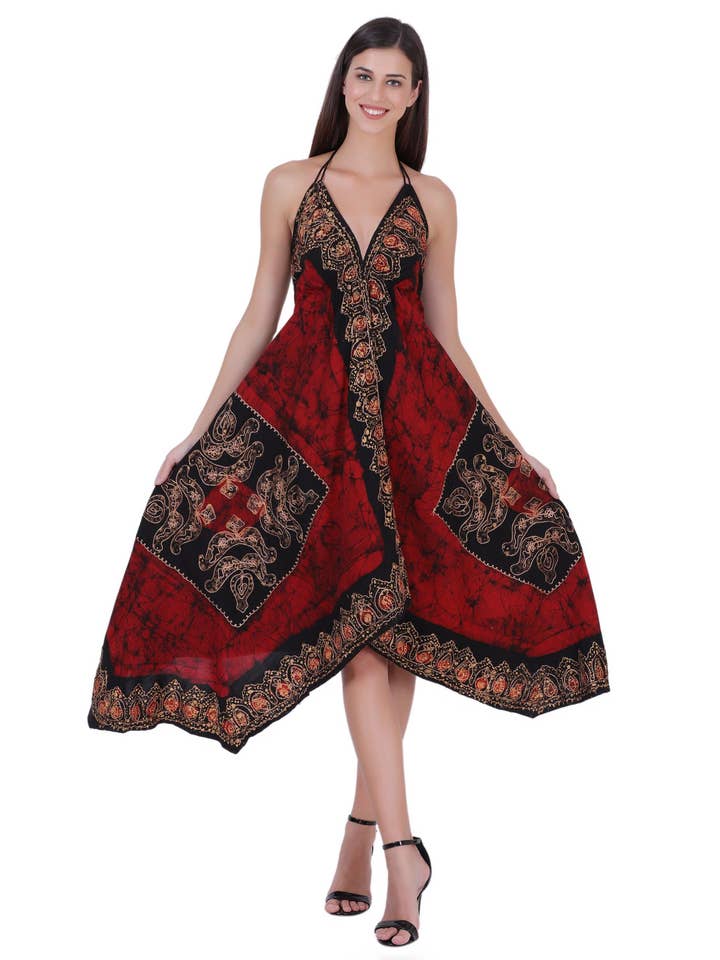 Advance Apparels – wholesale Dress – Women's – Batik Scarf Dress Elastic Back 145820