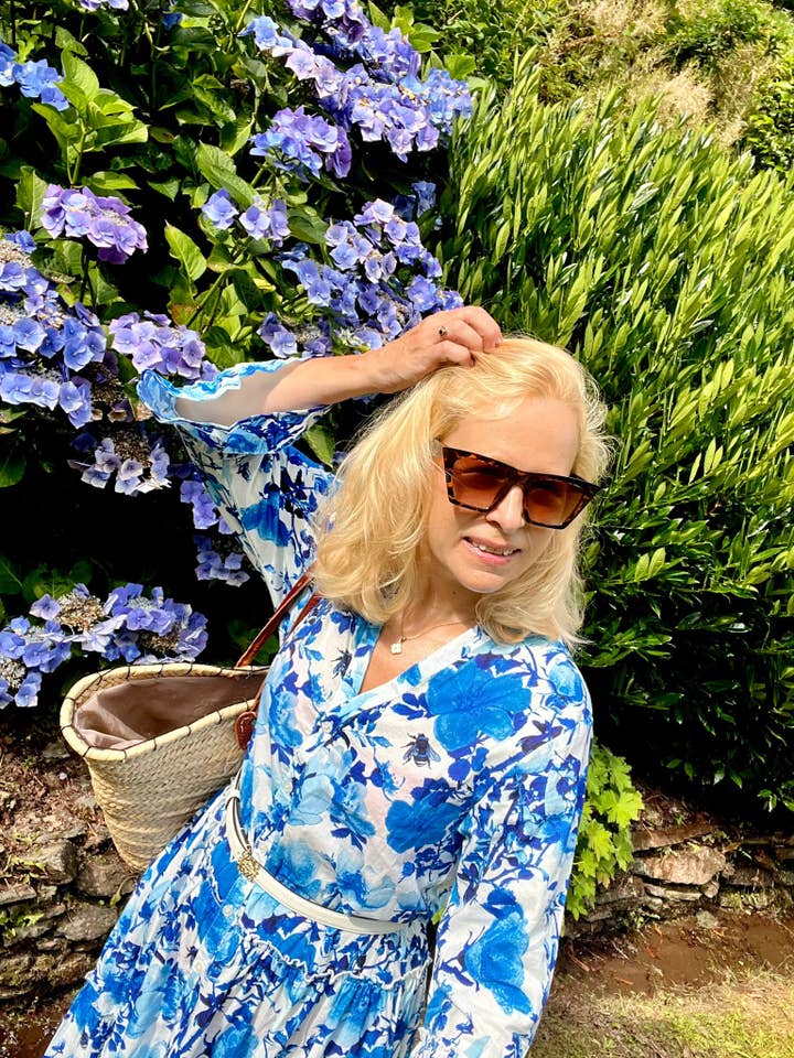 Rosehip Design – wholesale Dress – Women's – Gabriella Dress - Blue Rose1