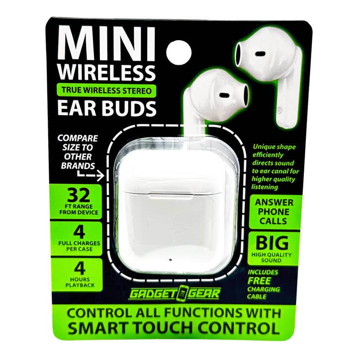 Novelty Brands - Wholesale Retailer Display - Accessories - Gadget Gear Wireless Mini Earbuds with Case - 6/Display2