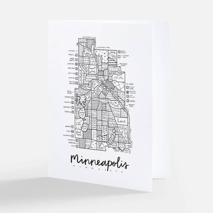 Minneapolis Map Greeting Card for wholesale by By Aleisha