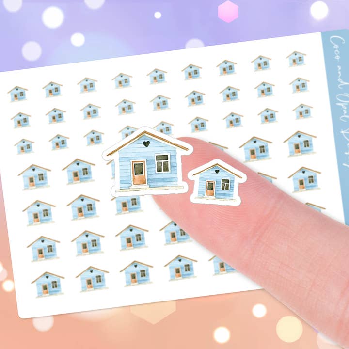 Feuille d'autocollants Blue House Planner pour la vente par Coco and Opal Design