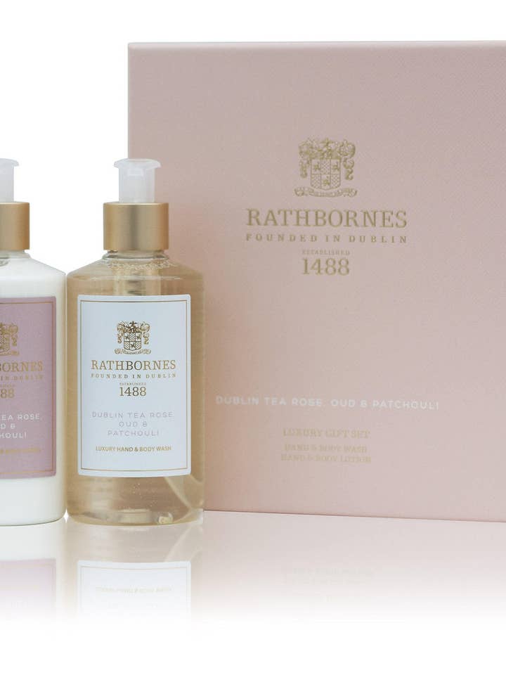 Luxury Dublin Tea Rose Wash & Lotion Gift Set for wholesale by Rathbornes 1488