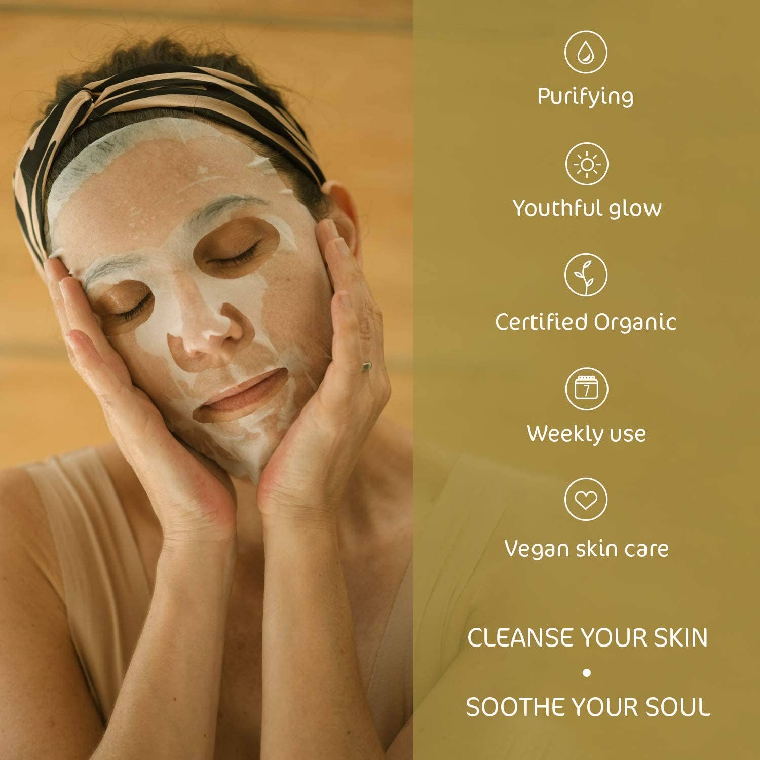 Beauty Goddess – wholesale Skincare face mask – Earth Kiss Inspirations Purifying Organic Bamboo Sheet Mask with Shilajit and Million Year Clay to Cleanse Your Skin4