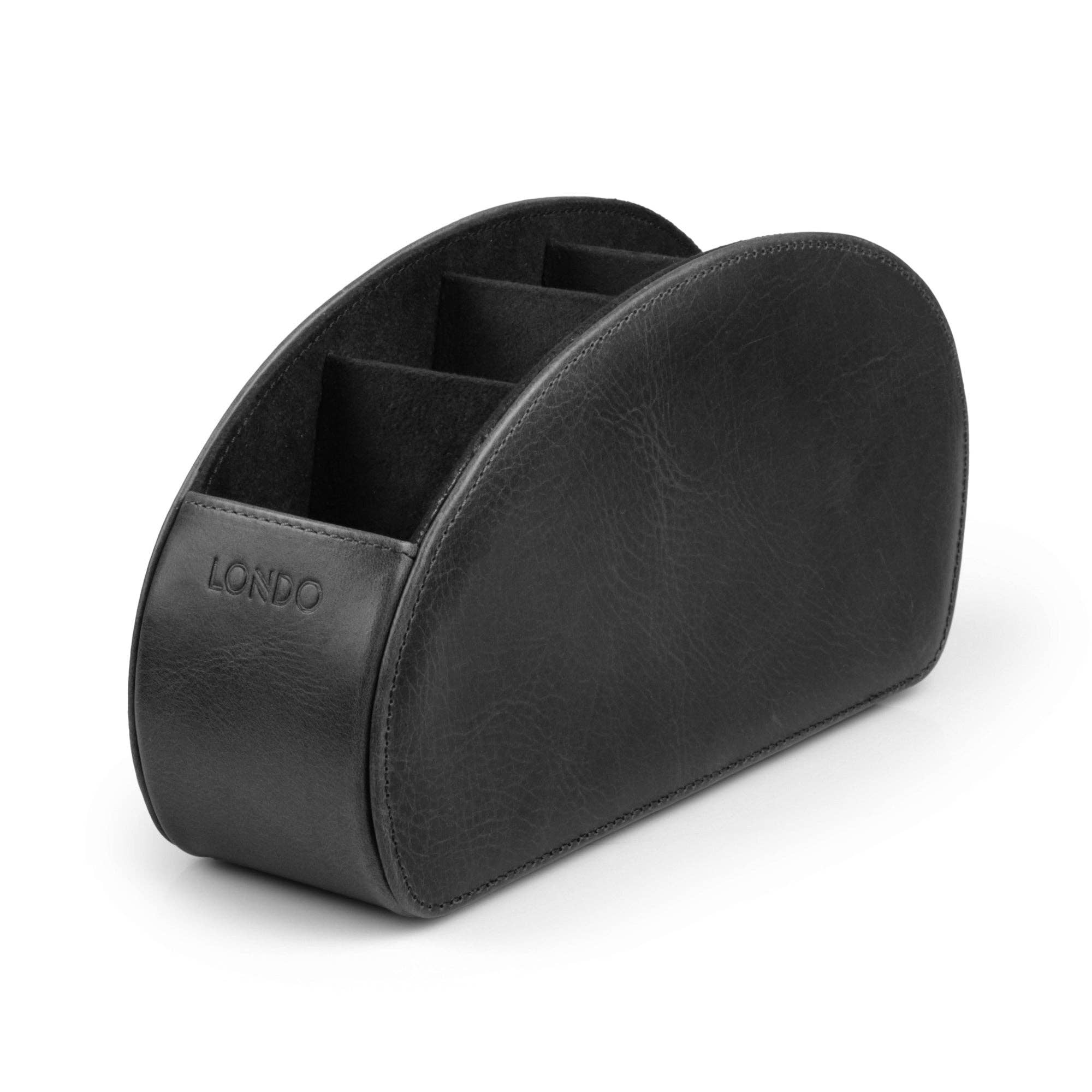 Londo - Wholesale Desk Organizer - Londo Remote Control Holder with 5 Pockets, Store DVD, Blu-Ray, TV, Roku or Apple TV Remotes, Italian Top Grain Leather with Suede Lining9