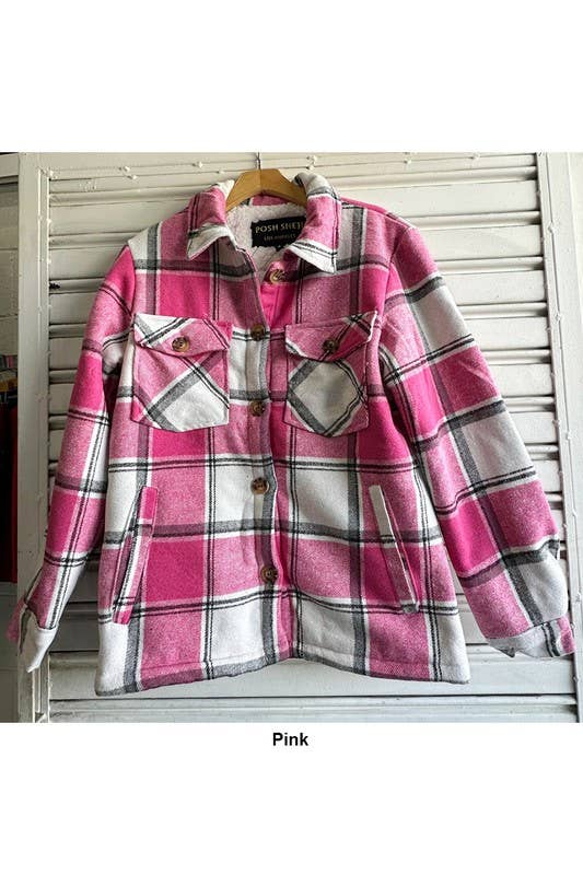 Color 5 – wholesale Skjortjacka/jackett – Dam – Flanellskjorta med rutmönster och foder av päls, med fickor.8