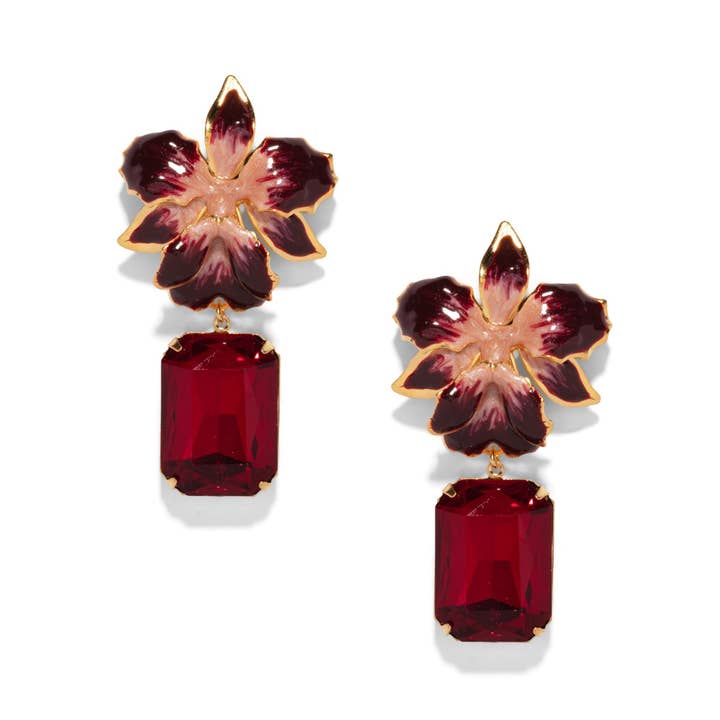 The Pink Reef Vanilla Orchid Jeweled in Ruby for wholesale by The Pink Reef