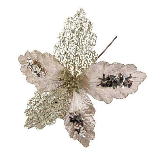 LA RUTA DE LAS IMPORTACIONES SL - Vendita all'ingrosso Decorazione natalizia - Fiore decorativo di Natale 28x26 cm0