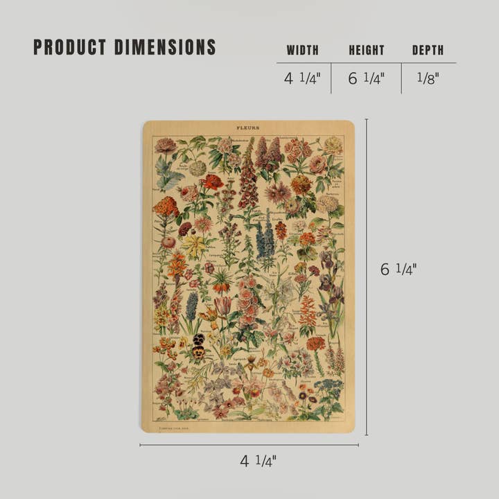 Lantern Press - Wholesale Postcard - WOOD POSTCARD Assorted Flowers, E, Vintage Bookplate