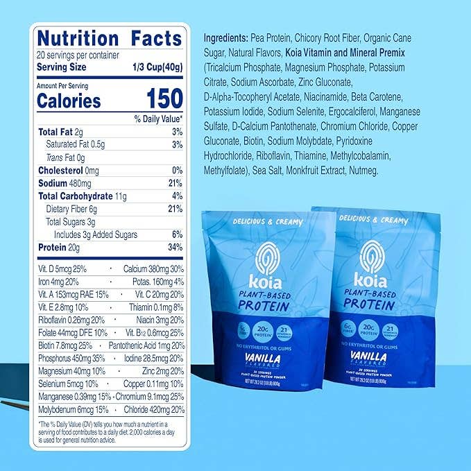 Koia - Wholesale Protein/Superfood Powder - Vanilla Protein Powder - 20 Servings1