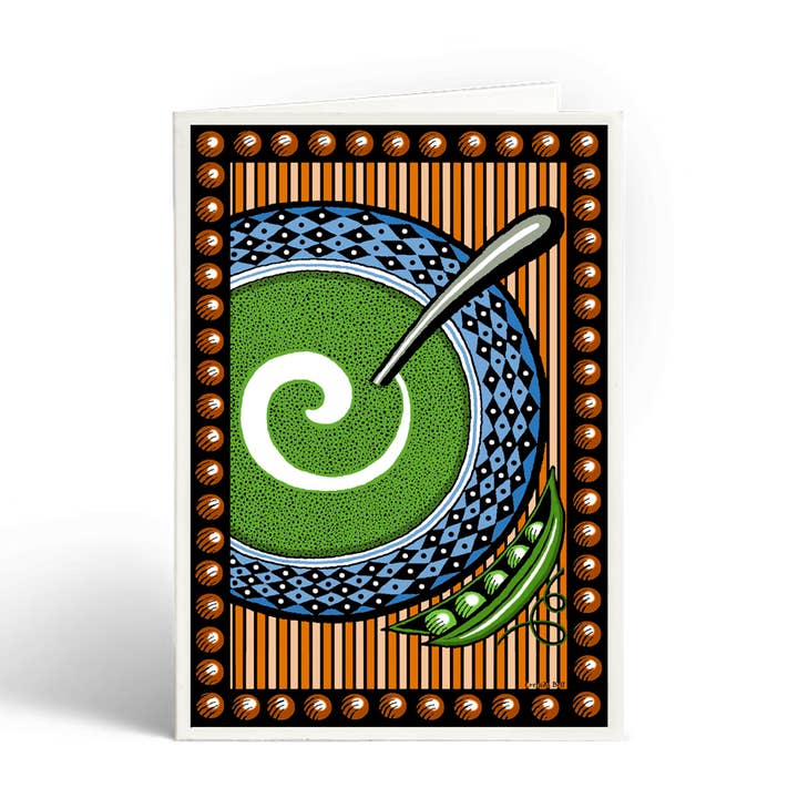 Pea Soup Greetings Card for wholesale by Cressida Bell