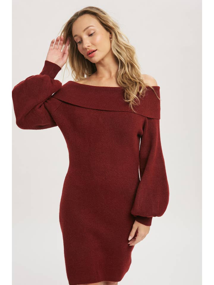 Bluivy - Wholesale Dress - Women's - OFF SHOULDER SWEATER DRESS10