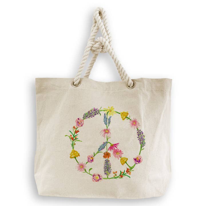 French Graffiti - Wholesale Tea Towel - Floral Peace Sign6