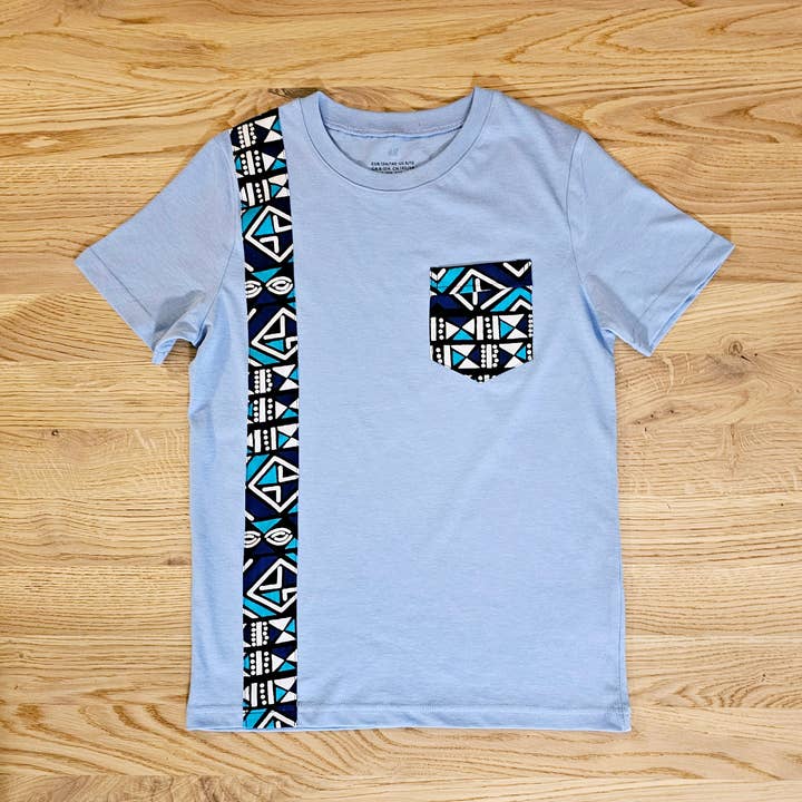 Kids T-shirt with African Ankara Print Detail | 100% cotton for wholesale by Mashona Collections