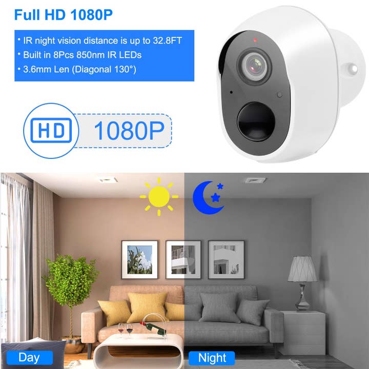White 1080P FHD WiFi IP Camera Two-Way Audio Security Surveillance Camera IP65 Waterproof Network Camcorder for wholesale on Faire