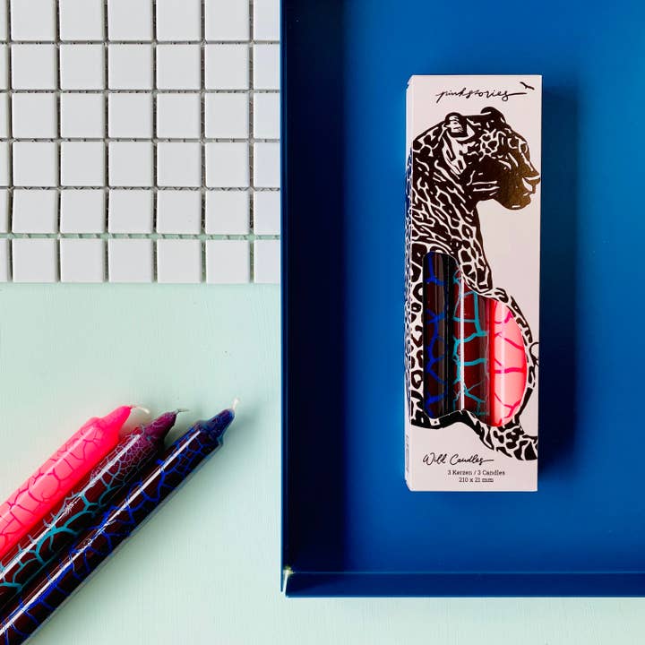 Wild Candles set met jaguar dinerkaarsen voor wholesale door Pink Stories