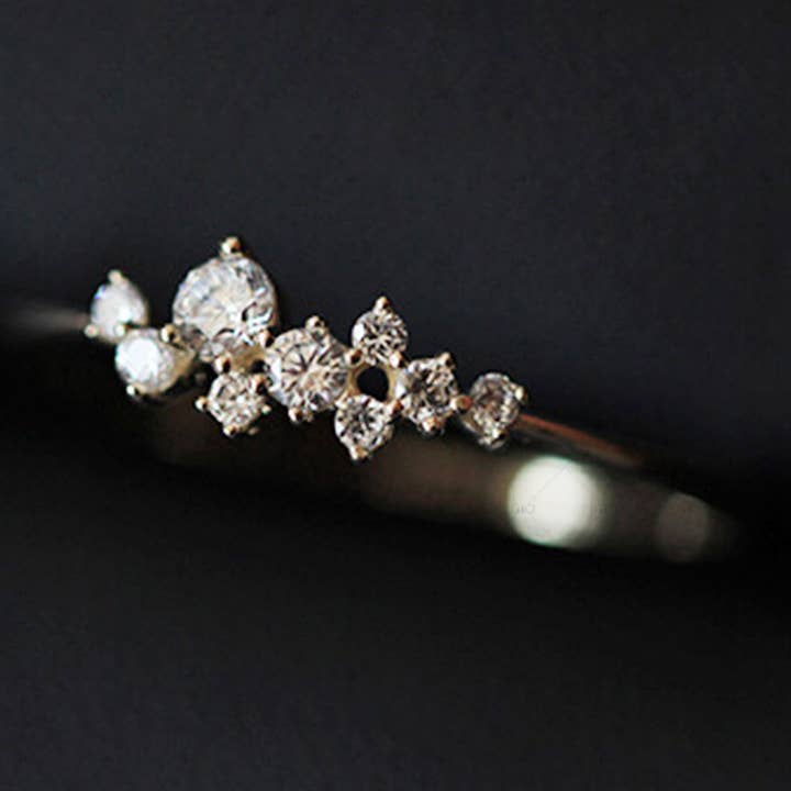 S925 Silver 14k Gold Plated Irregular Zirconia Ring for wholesale by Gioiellin - S925 Silver Jewelry