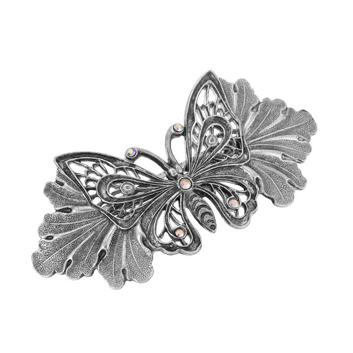 1928 Jewelry Butterfly On Leaf, fermaglio per capelli in cristallo AB per la vendita all'ingrosso da parte di 1928 Jewelry