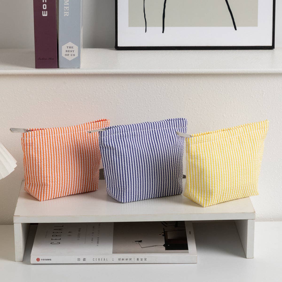 Dipped Shop – wholesale Sminkväska – Enkel Randig Färgblock Sminkväska DP25E85012