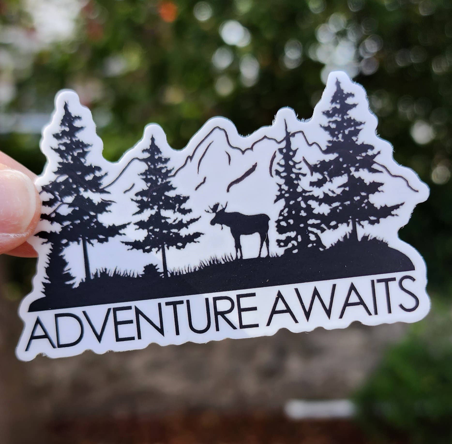 National Parks and Beyond - Wholesale Sticker - Adventure Awaits Moose & Mountains Sticker0