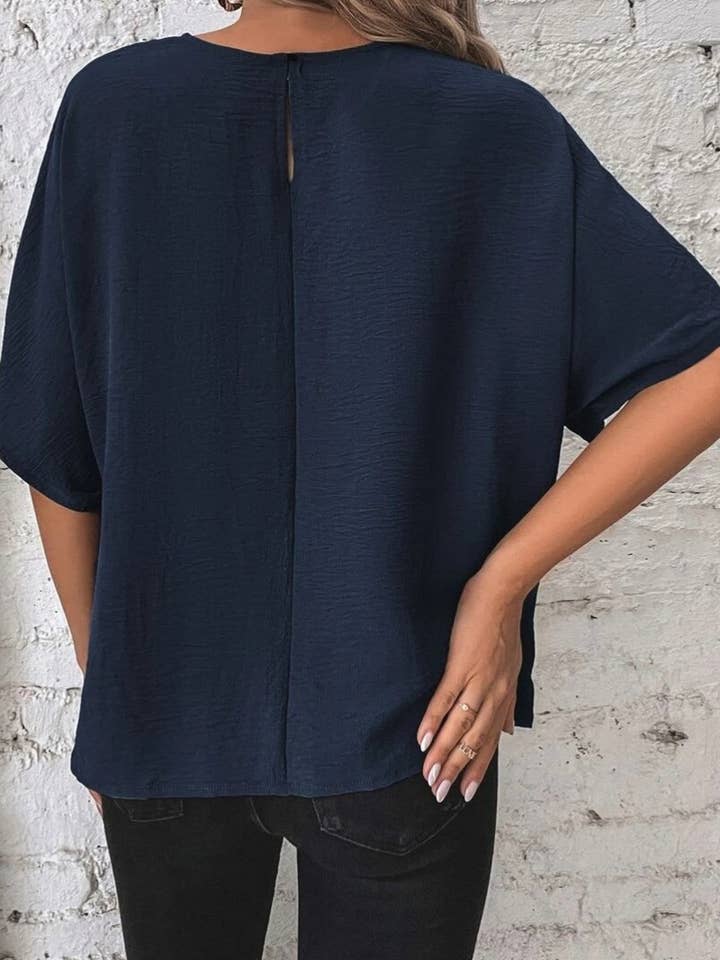 NINEXIS - Wholesale Knit Top - Women's - CWTBLS1135_SOLID SUMMER KNOTTED BAT SLEEVE TOP