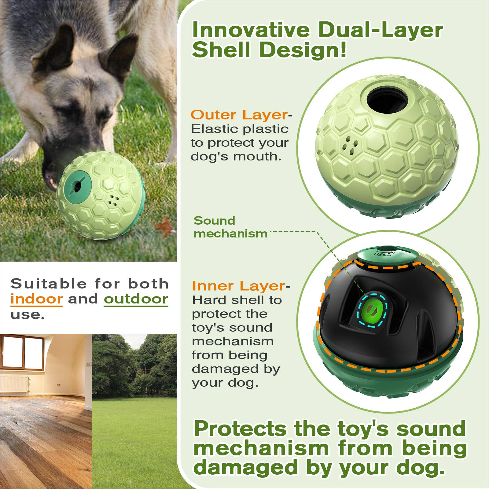 Green KADTC DOG WOBBLE GIGGLE TREAT BALL for wholesale on Faire3