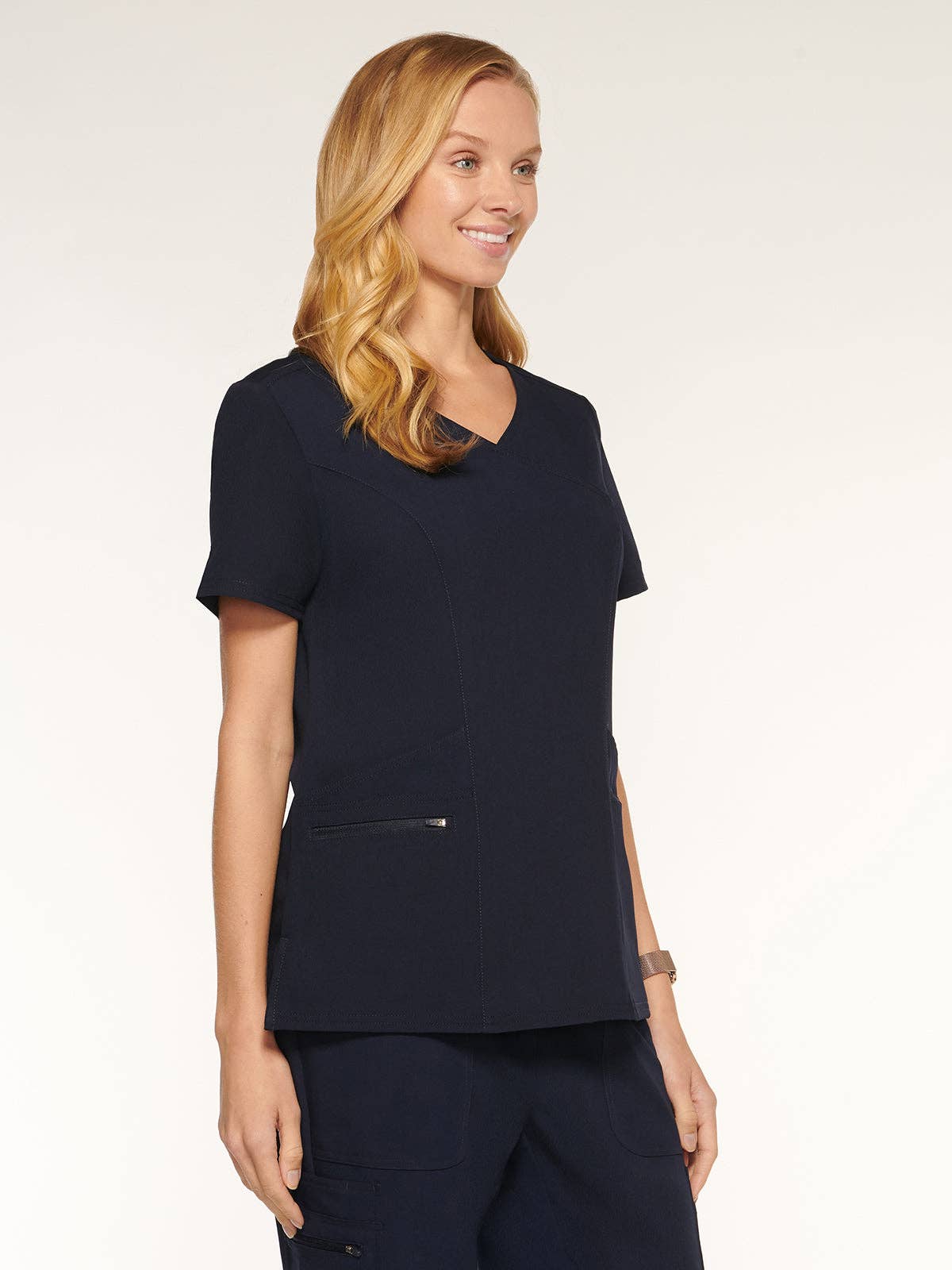 Aura Naturale – wholesale Healthcare uniform – Women's – Coral Women Mock Wrap with 6 Pockets Scrubs Top (94003)6