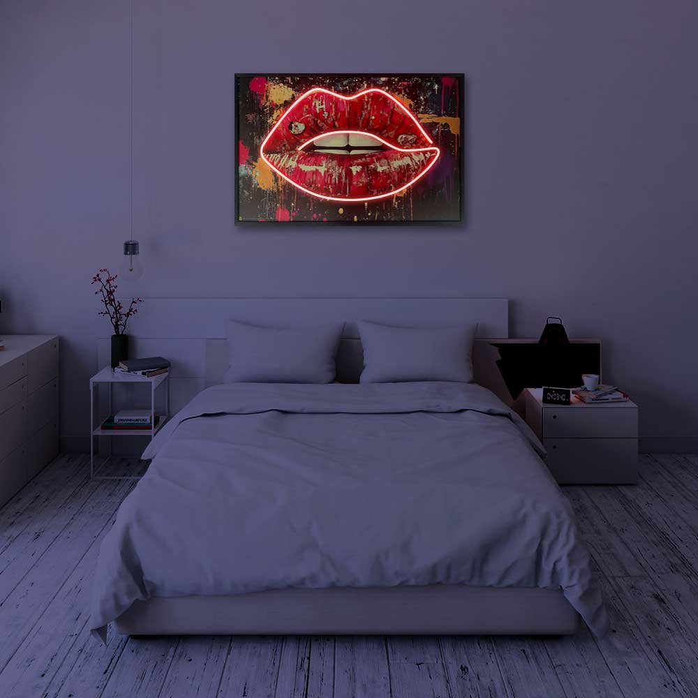 Scorpio Posters - Wholesale Canvas Art - Seductive Lips LED Neon Canvas Art (24"x36")1