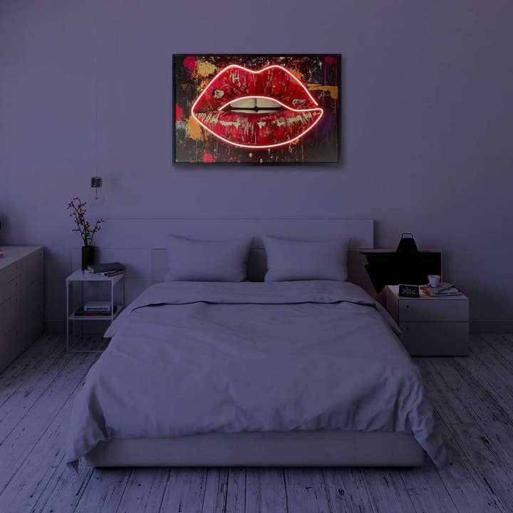 Scorpio Posters - Wholesale Canvas Art - Seductive Lips LED Neon Canvas Art (24"x36")1