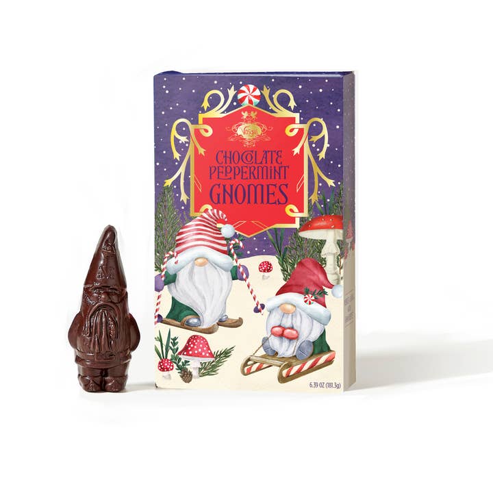 Vosges Haut-Chocolat - Wholesale Chocolate Box - Gable Box of Peppermint Candy Cane Gnomes 7 Pieces