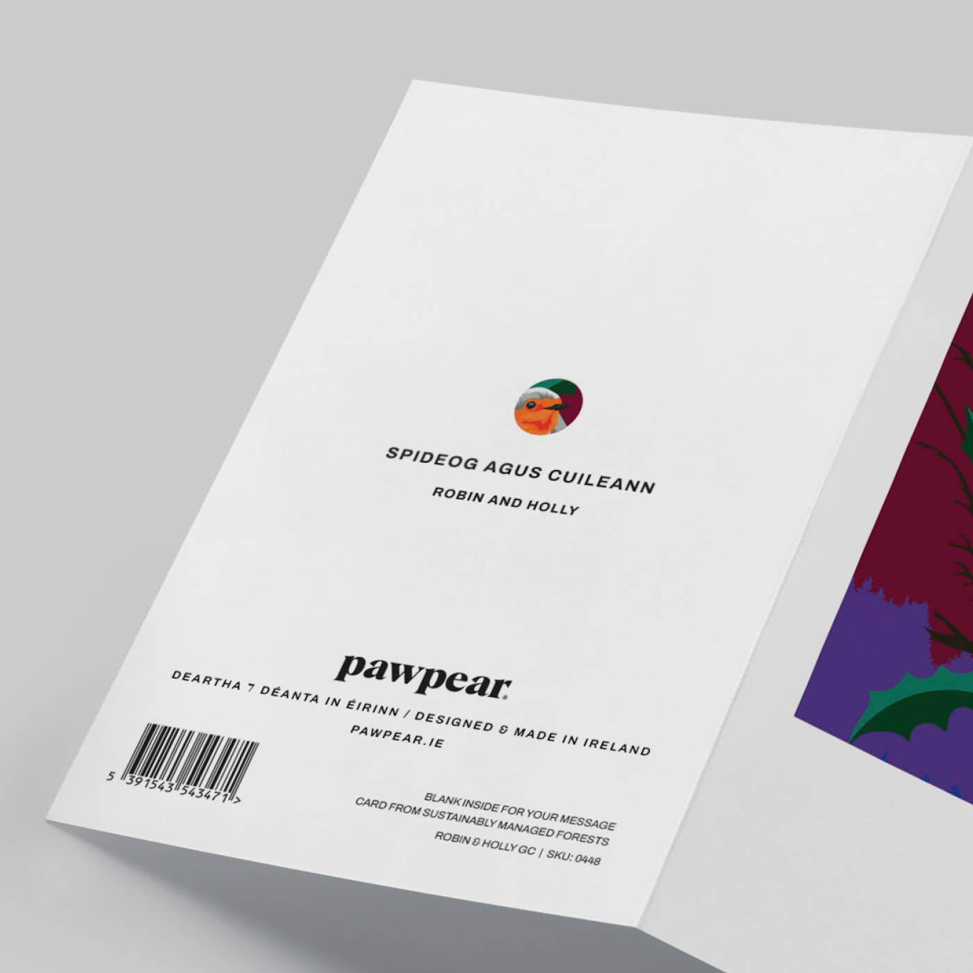 Pawpear - Wholesale Christmas Card - Robin & Holly Greeting Card2