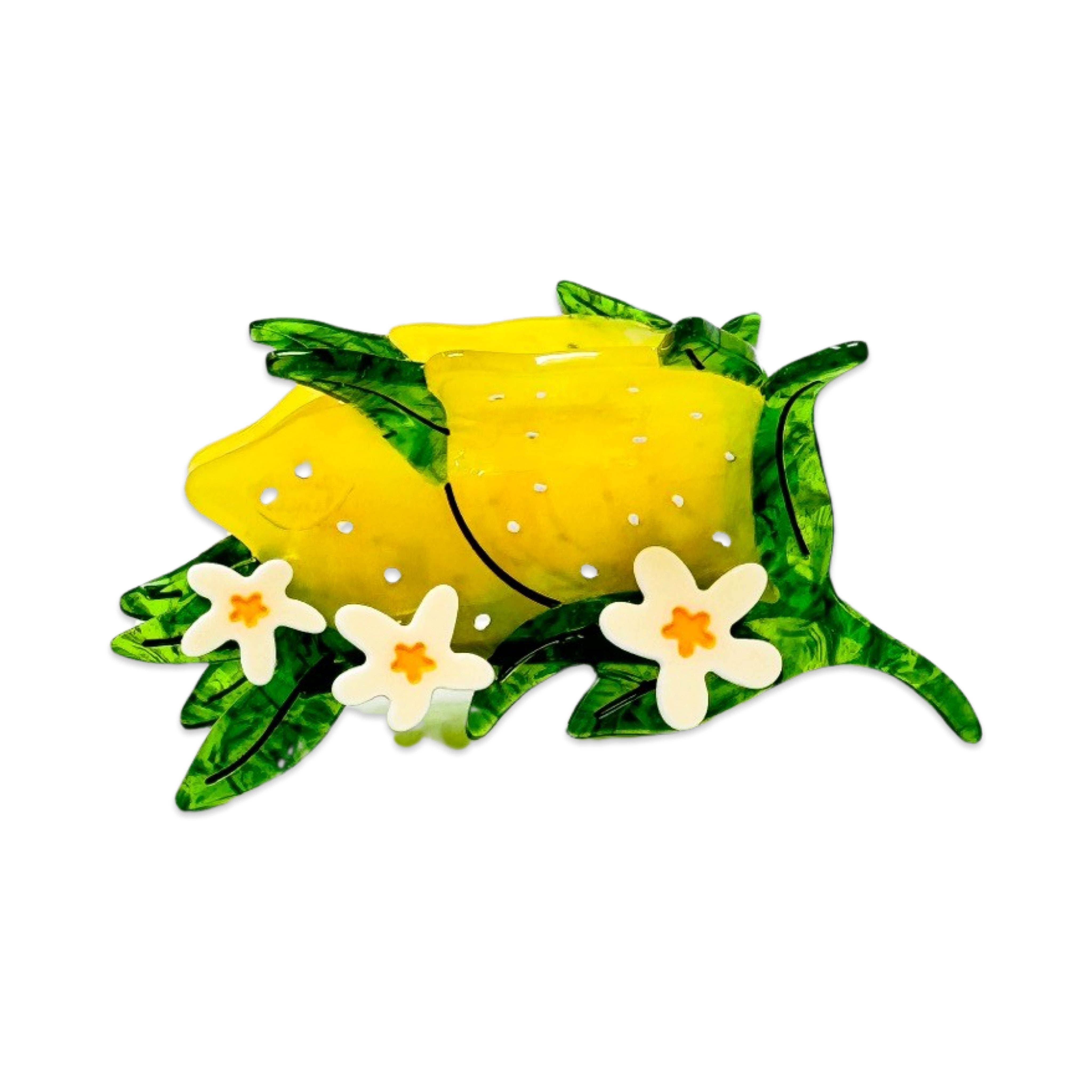 Jenny Lemons - Wholesale Haarclip - Dames - Grote haarklauwclip met citroen en bloemen8