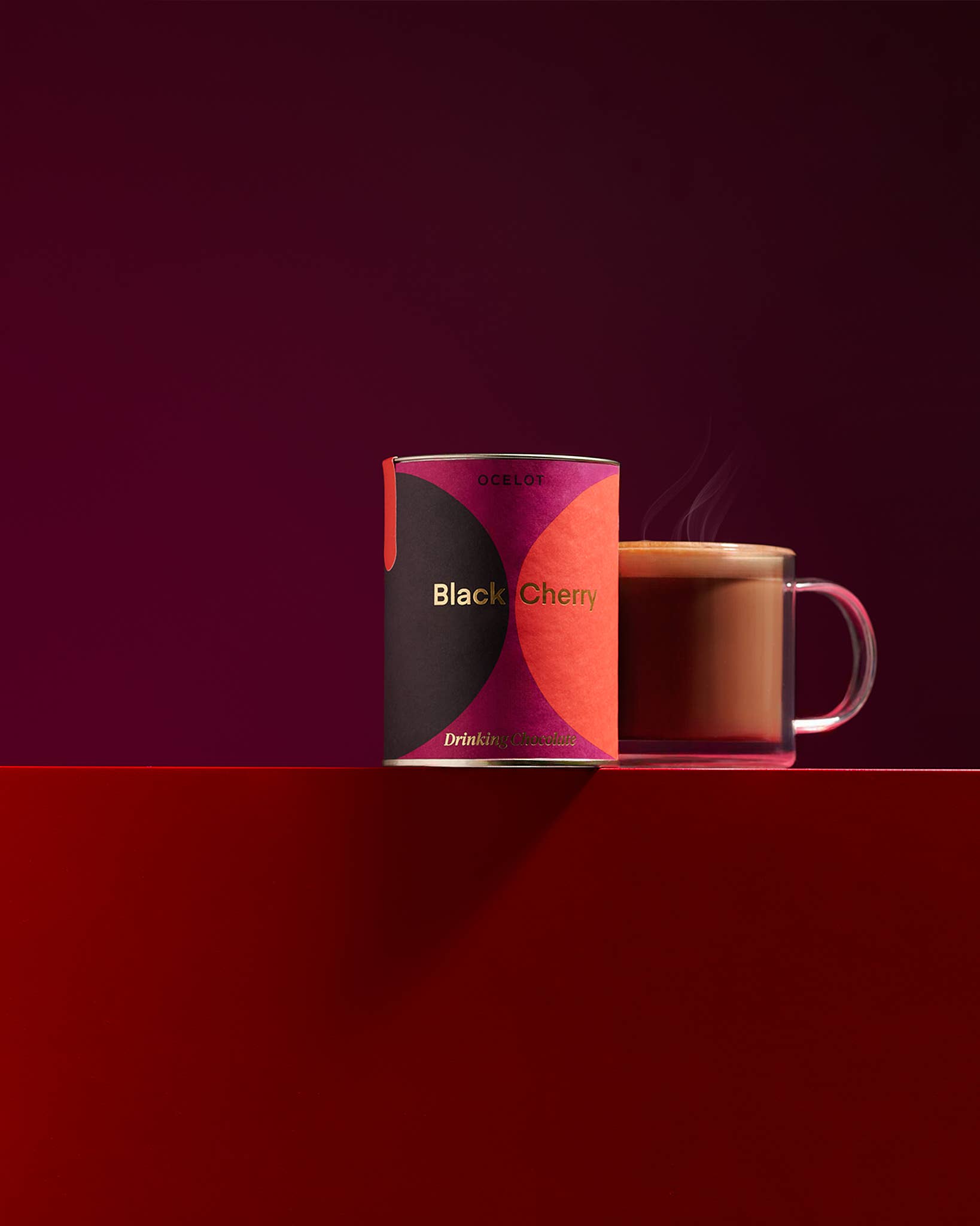 Ocelot Chocolate – wholesale Hot cocoa mix/kit – Black Cherry drinking choc - Organic dark choc flakes, 200g2